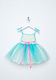 TC2200 2PC Set Cotton Eyelet Tulle Overlay Tutu Dress and Ruffled Bolero
