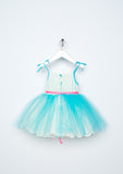 TC2200 2PC Set Cotton Eyelet Tulle Overlay Tutu Dress and Ruffled Bolero