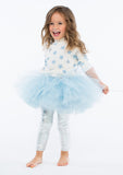 TC2159 3PC Set French Terry Raglan Sleeve Sweatshirt, Short Romantic Tutu Skirt & Metallic Foil Leggings