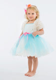 TC2200 2PC Set Cotton Eyelet Tulle Overlay Tutu Dress and Ruffled Bolero