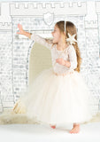 TC1747G 2PC Set Allover Lace Long Sleeve Tee & Ankle Length Romantic Tutu Skirt Set